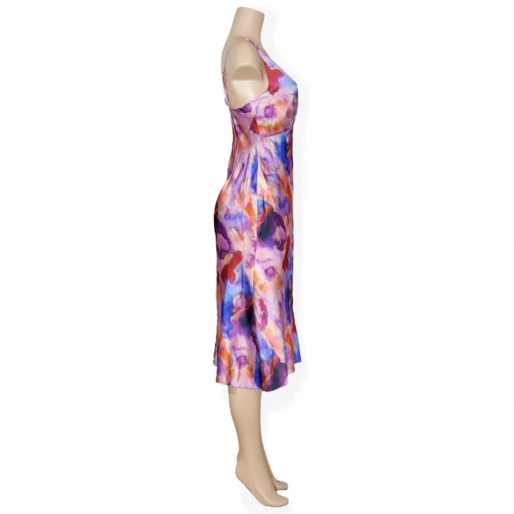 BHLDN Hazel V-Neck Printed Stretch Satin Midi Dress NWT Large - Picture 9 of 9